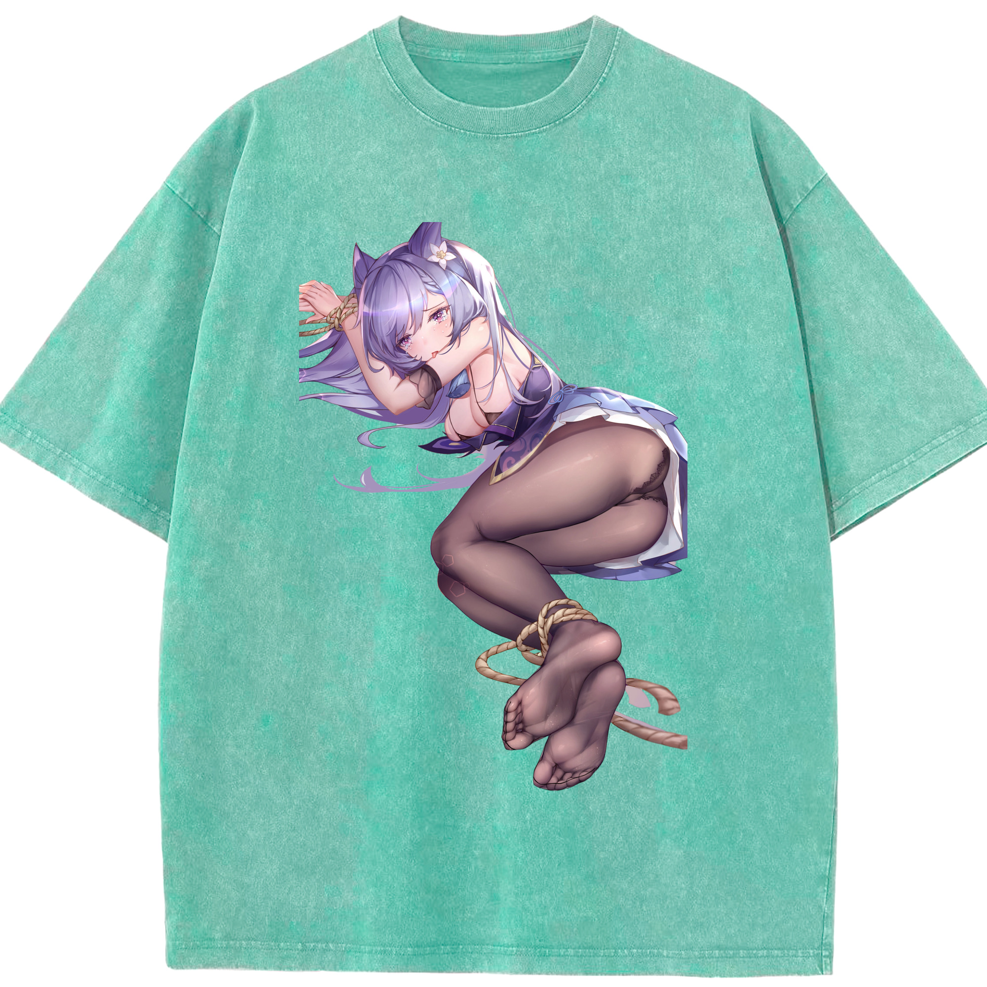 げんし神 刻晴 こくせい genshin Kokusei 綿100% ヴィンテージ風 半袖Tシャツ（フロントプリント）